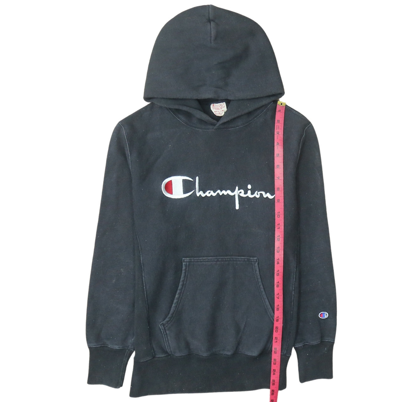 Champion Men's Black Medium Pullover Hoodie Embroidered Logo