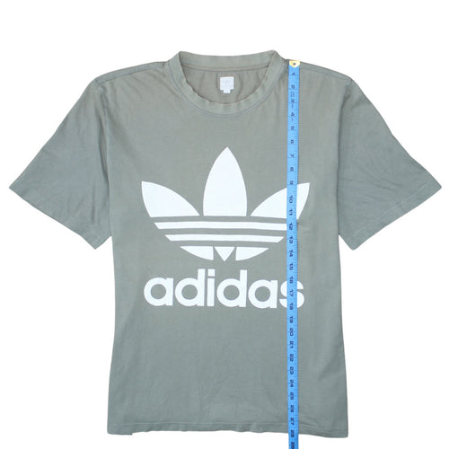 Adidas Men Grey Graphic Logo T-Shirt L Crew Neck Cotton