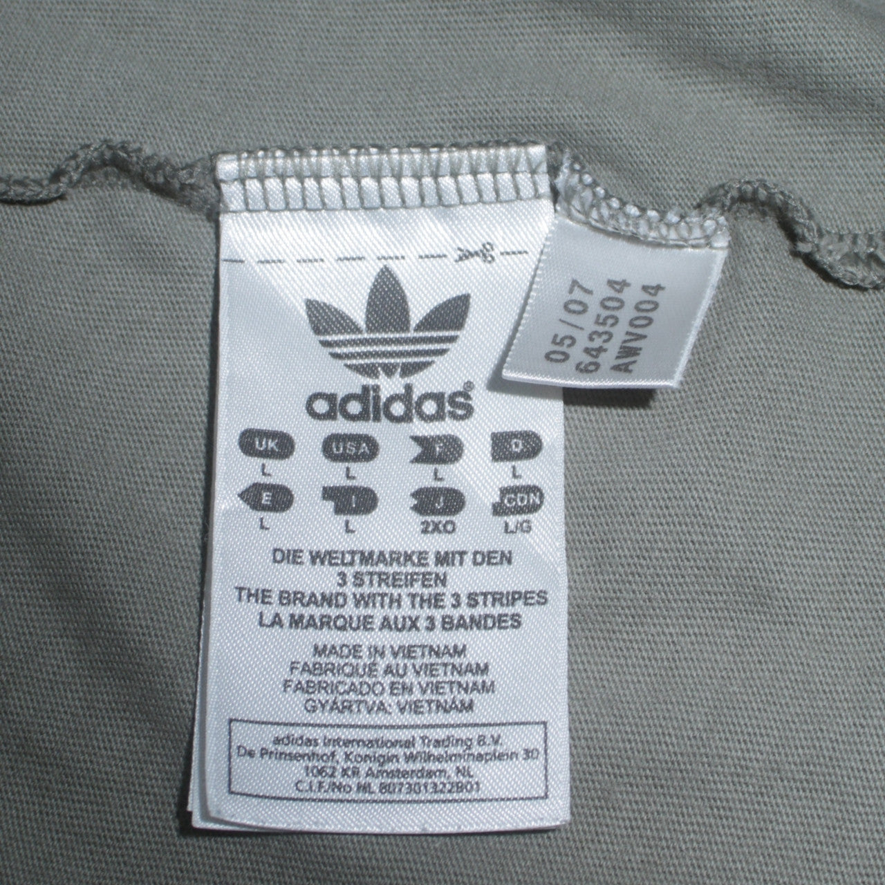 Adidas Men Grey Graphic Logo T-Shirt L Crew Neck Cotton