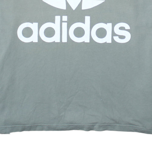 Adidas Men Grey Graphic Logo T-Shirt L Crew Neck Cotton