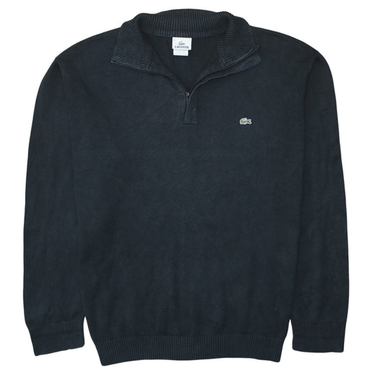 Lacoste Men’s Black Cotton 1/4 Zip Jumper 3XL High Neck Classic Knit