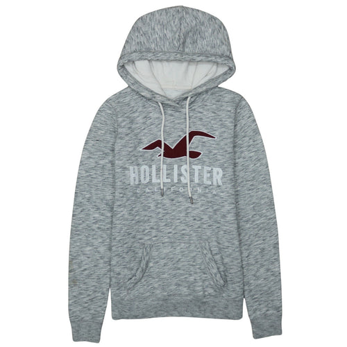 Hollister Women Grey Logo Pullover Hoodie XS