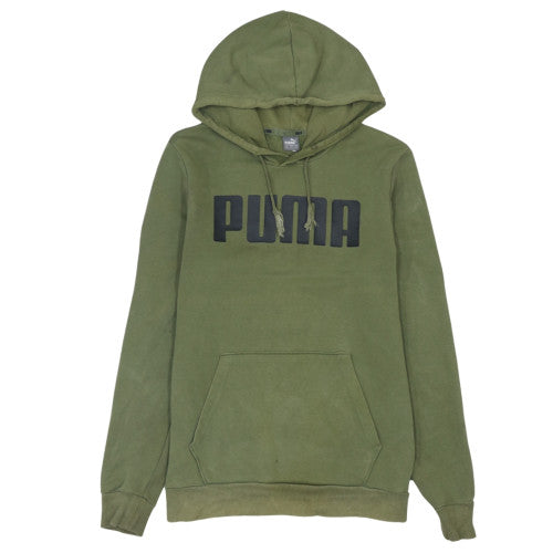 Puma Men's Green Pullover Hoodie S Logo Fleece Sweatshirt