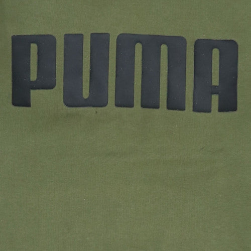 Puma Men's Green Pullover Hoodie S Logo Fleece Sweatshirt