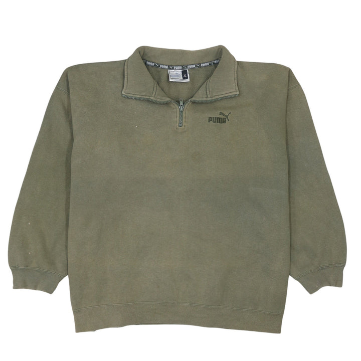 Puma Men Green XL Fleece 1/4 Zip Sweatshirt Regular Fit