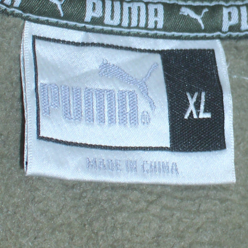 Puma Men Green XL Fleece 1/4 Zip Sweatshirt Regular Fit