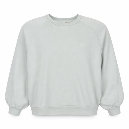 Front view of Levi's women’s light blue crew neck pullover sweatshirt, size M