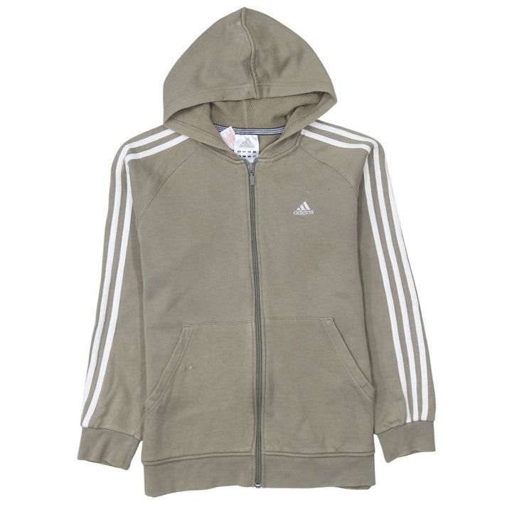adidas Teens Brown Full Zip Hoodie 164 Regular Fit Fleece Sportswear