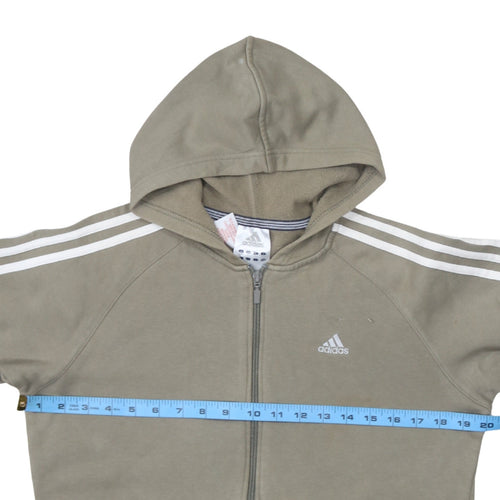 adidas Teens Brown Full Zip Hoodie 164 Regular Fit Fleece Sportswear