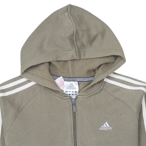 adidas Teens Brown Full Zip Hoodie 164 Regular Fit Fleece Sportswear