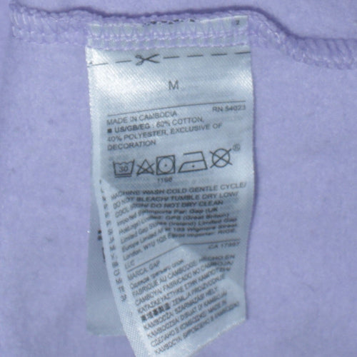 GAP Women Lavender Pullover Hoodie M Cotton Blend Logo Casual