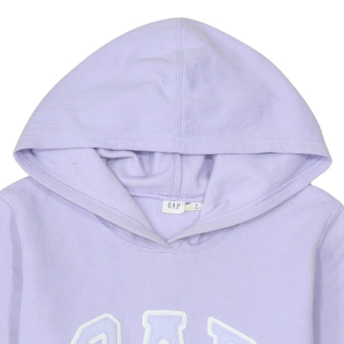 GAP Women Lavender Pullover Hoodie M Cotton Blend Logo Casual