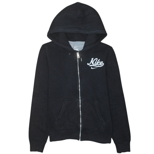 Nike Womens Black Full Zip Hoodie Small Cotton Blend Logo Sweatshirt