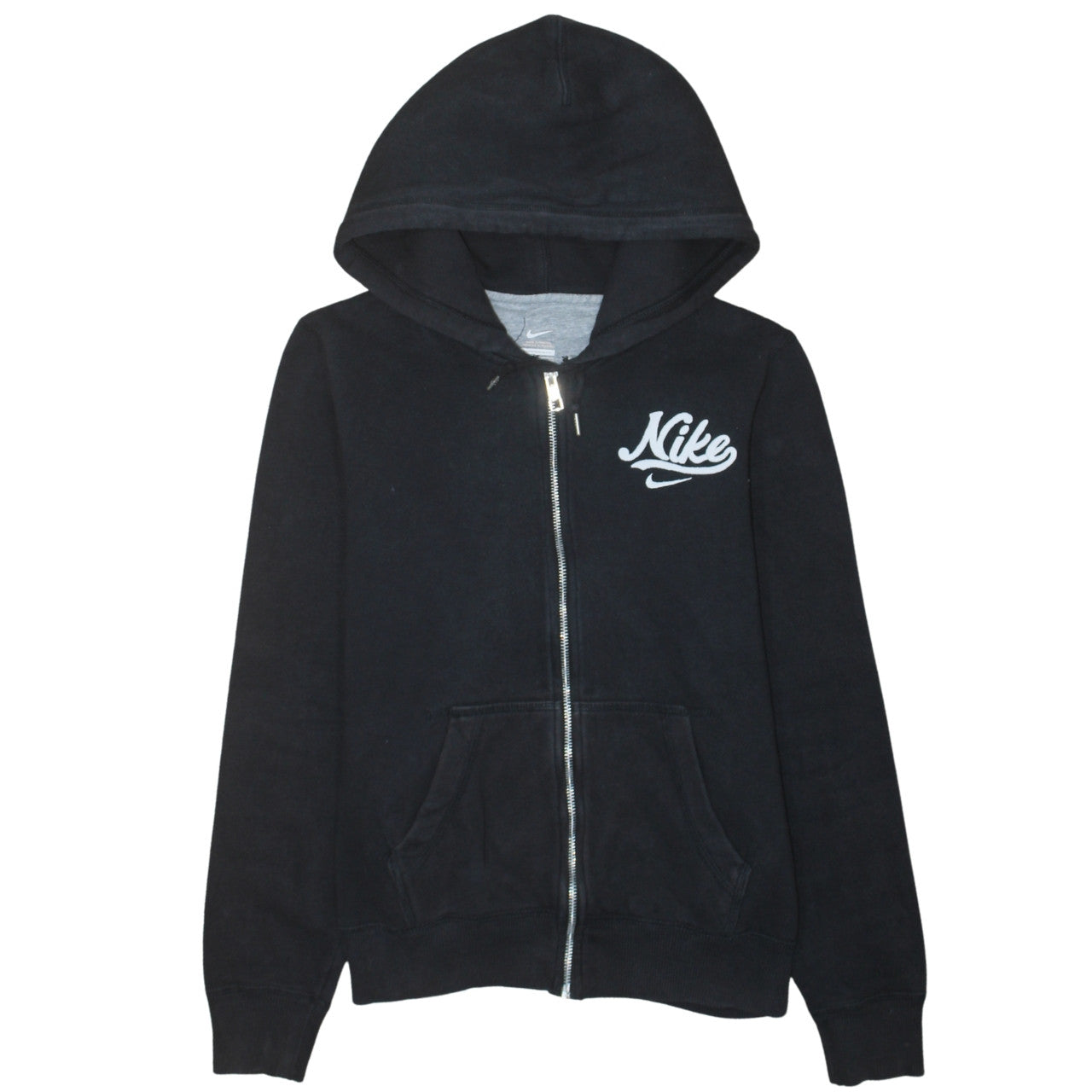Nike Womens Black Full Zip Hoodie Small Cotton Blend Logo Sweatshirt