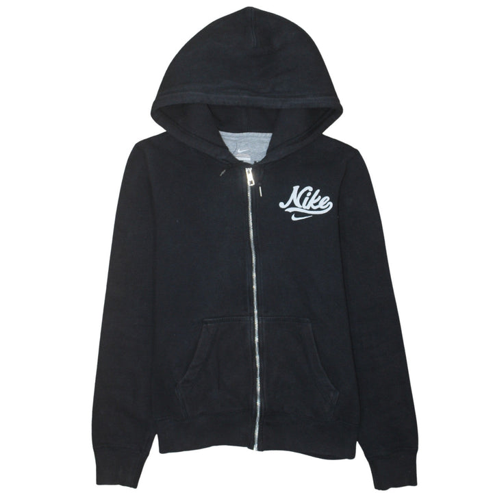 Nike Womens Black Full Zip Hoodie Small Cotton Blend Logo Sweatshirt