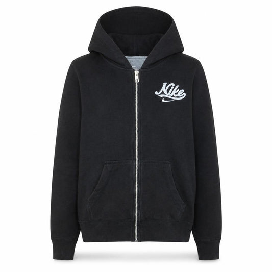 Front view of Nike women’s black full zip hoodie small cotton blend logo sweatshirt