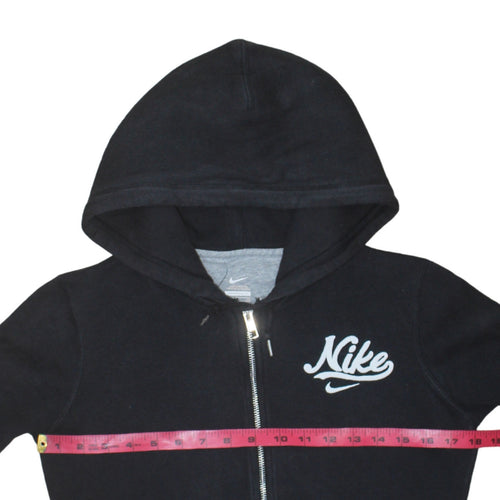 Nike Womens Black Full Zip Hoodie Small Cotton Blend Logo Sweatshirt