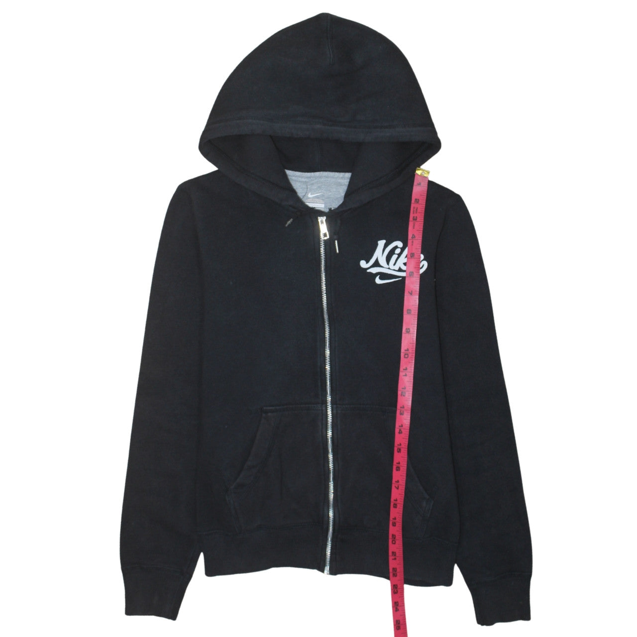 Nike Womens Black Full Zip Hoodie Small Cotton Blend Logo Sweatshirt