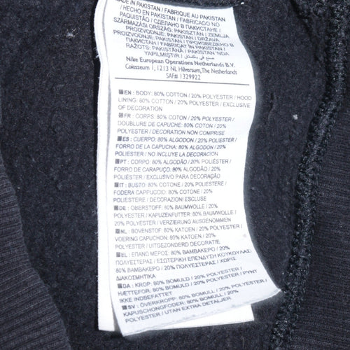 Nike Womens Black Full Zip Hoodie Small Cotton Blend Logo Sweatshirt