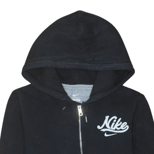 Nike Womens Black Full Zip Hoodie Small Cotton Blend Logo Sweatshirt
