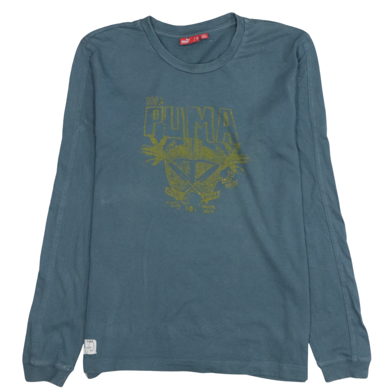 Puma Men's Blue Long Sleeve Graphic Logo T-Shirt Size M