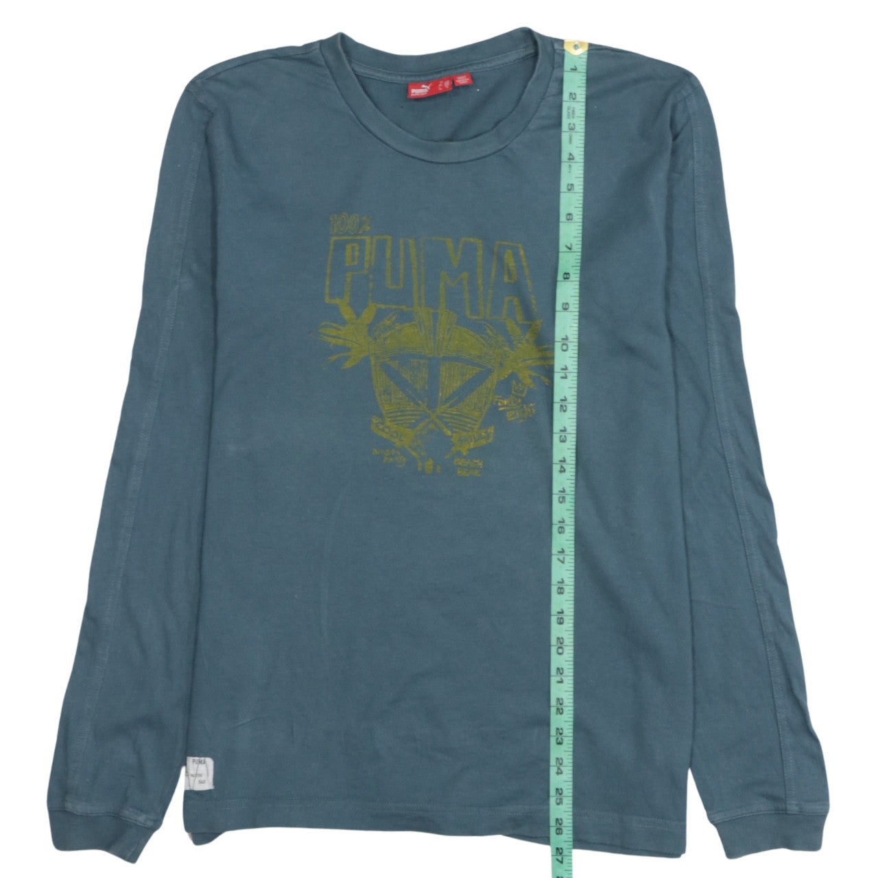 Puma Men's Blue Long Sleeve Graphic Logo T-Shirt Size M