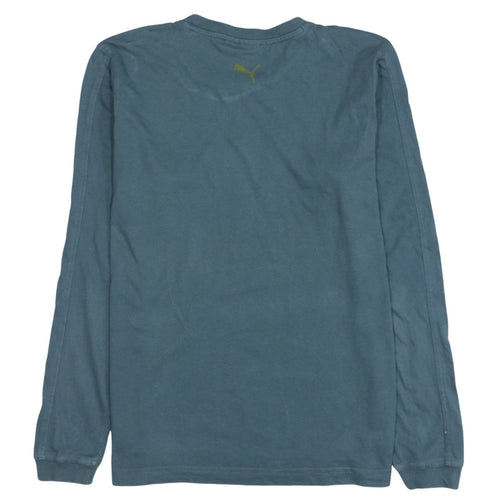 Puma Men's Blue Long Sleeve Graphic Logo T-Shirt Size M