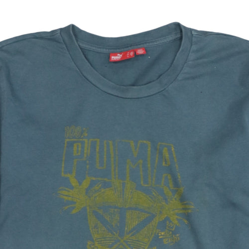 Puma Men's Blue Long Sleeve Graphic Logo T-Shirt Size M