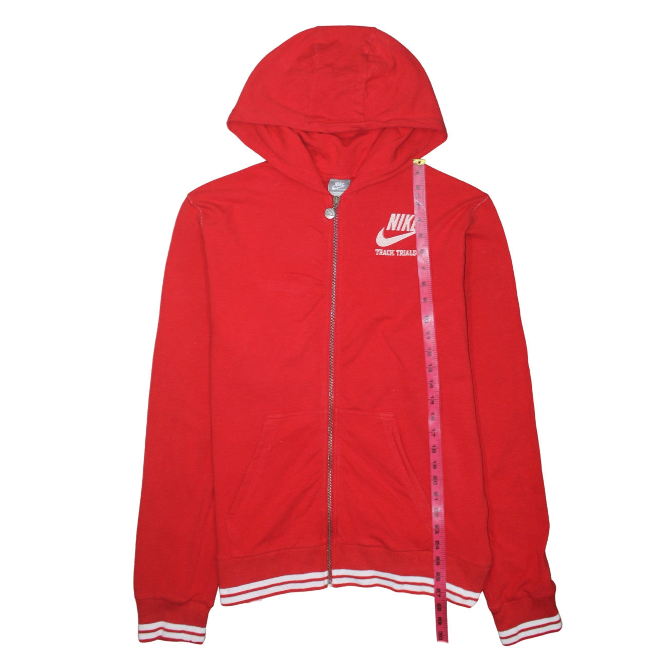Nike Women Red Full Zip Hoodie L Sportswear Track Trials 72