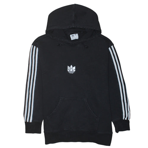 Adidas Womens Black Size 10 Pullover Hoodie with Stripes and Logo