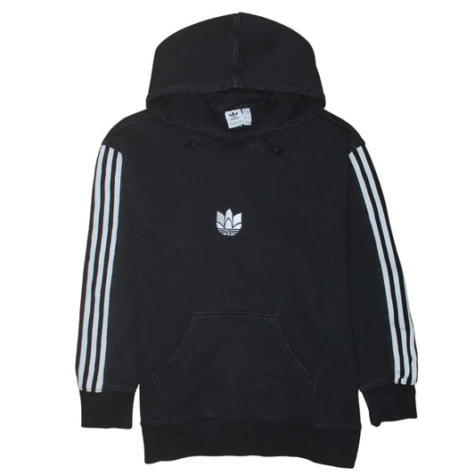 Adidas Womens Black Size 10 Pullover Hoodie with Stripes and Logo