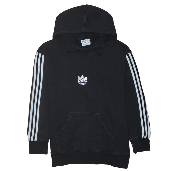 Adidas Womens Black Size 10 Pullover Hoodie with Stripes and Logo