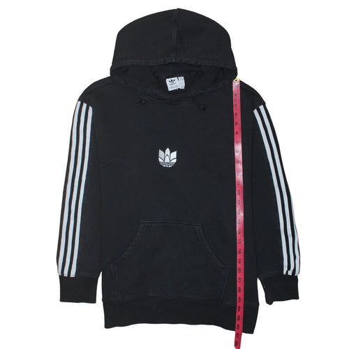 Adidas Womens Black Size 10 Pullover Hoodie with Stripes and Logo