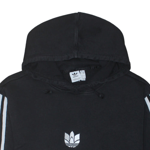 Adidas Womens Black Size 10 Pullover Hoodie with Stripes and Logo