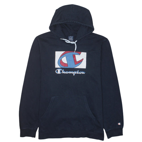Champion Men's Blue 2XL Pullover Hoodie with Logo Design