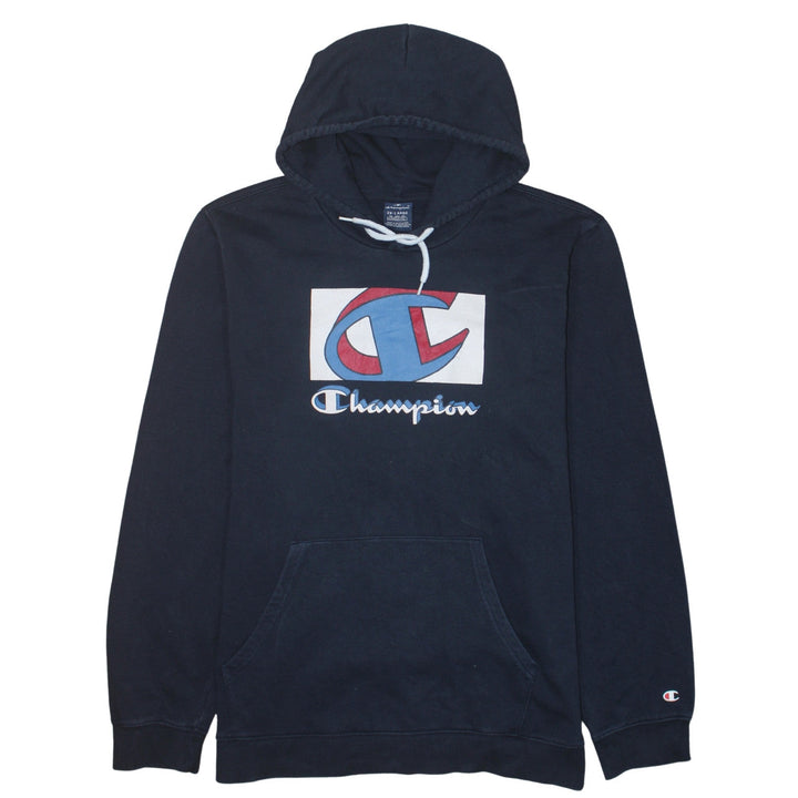 Champion Men's Blue 2XL Pullover Hoodie with Logo Design