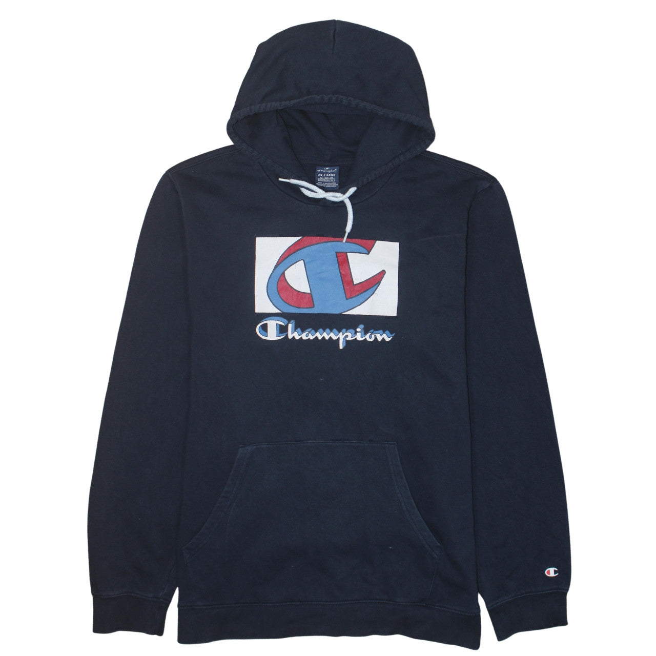 Champion Men's Blue 2XL Pullover Hoodie with Logo Design
