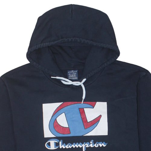 Champion Men's Blue 2XL Pullover Hoodie with Logo Design