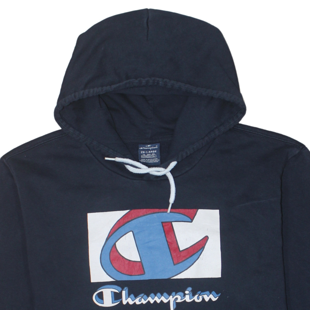 Champion Men's Blue 2XL Pullover Hoodie with Logo Design