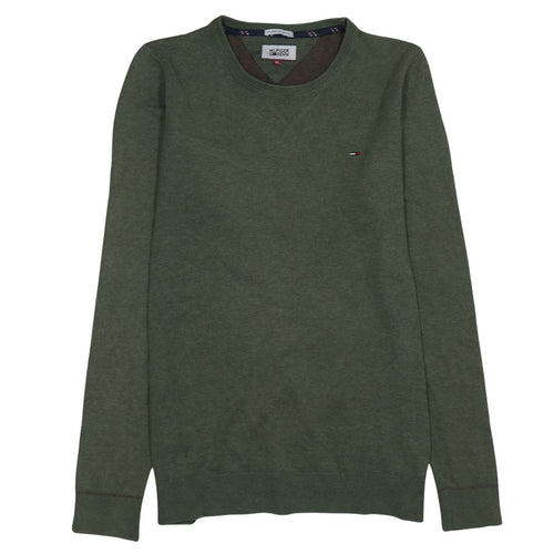Tommy Hilfiger Men's Green XL Cotton Crew Neck Pullover Jumper