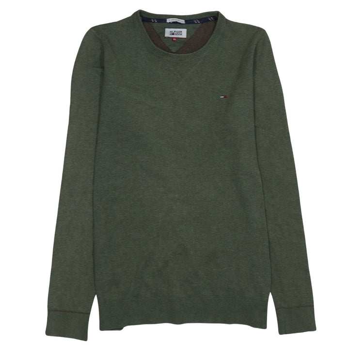 Tommy Hilfiger Men's Green XL Cotton Crew Neck Pullover Jumper
