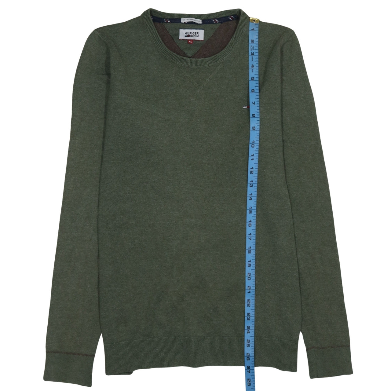 Tommy Hilfiger Men's Green XL Cotton Crew Neck Pullover Jumper
