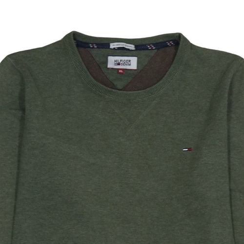 Tommy Hilfiger Men's Green XL Cotton Crew Neck Pullover Jumper