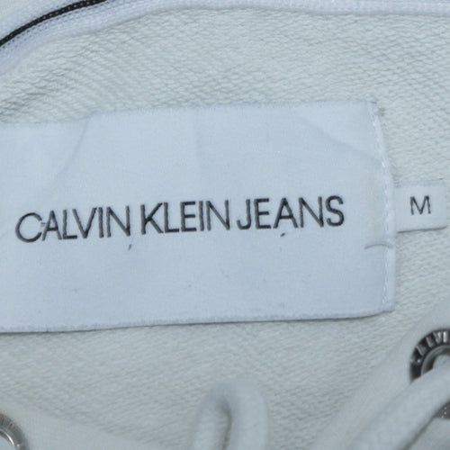 Calvin Klein Jeans Men's White Pullover Hoodie M Regular Fit