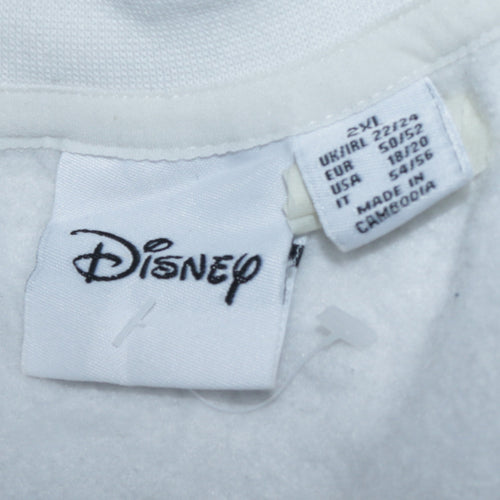 Disney Women White 2XL Pullover Sweatshirt Mickey Graphic Cotton Blend