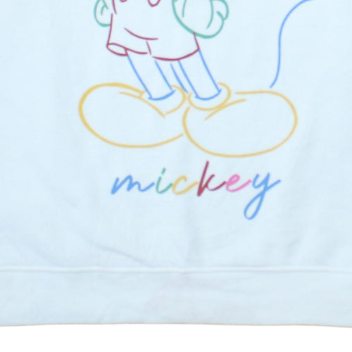 Disney Women White 2XL Pullover Sweatshirt Mickey Graphic Cotton Blend