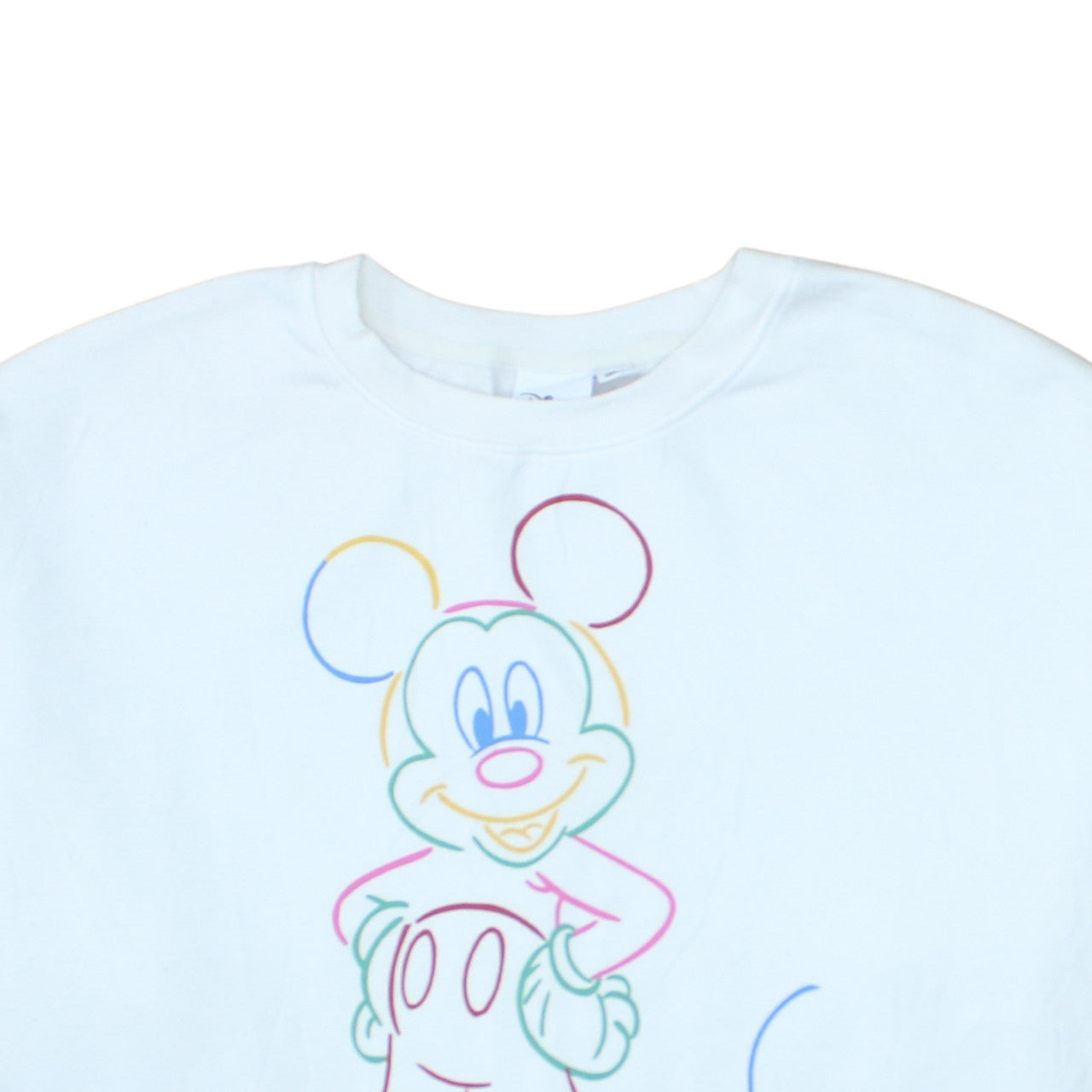 Disney Women White 2XL Pullover Sweatshirt Mickey Graphic Cotton Blend