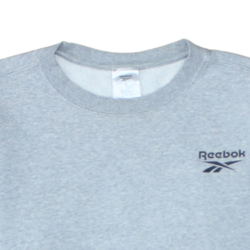 Reebok Womens Grey Crew Neck Pullover Sweatshirt L Casual Sportswear