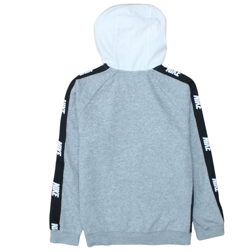 Nike Boys Black Grey White Full Zip Colourblock Hoodie Size 13-14 Years