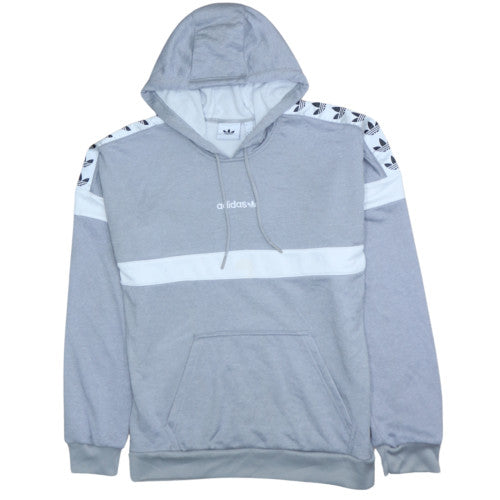 adidas Mens Grey Pullover Hoodie Medium Logo Fleece Sportswear